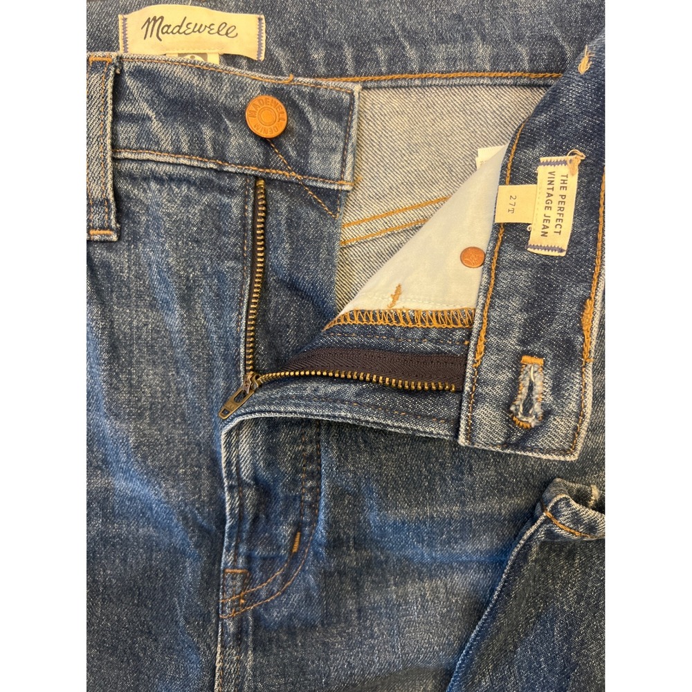 Madewell The Perfect Vintage Jean Tall High Rise Straight Leg Blue Denim 27T